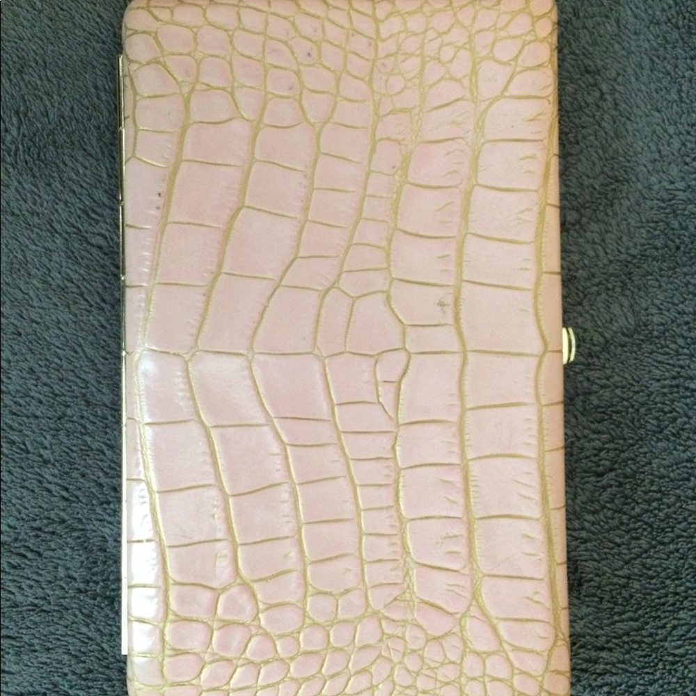 Abas Clutch Wallet Pink Gold Reptile Leather